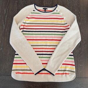 Talbots Lambswool Blend Rainbow Striped Crew Neck Sweater‎